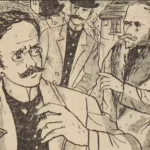 BD Le crime ne paie pas (France-Soir) sur l'affaire Cadiou. Case D3, les magistrats désignent L. Pierre comme coupable. Texte de Paul Gordeaux, dessins de J.A. Carlotti