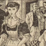BD Le crime ne paie pas (France-Soir) sur l'affaire Cadiou. Case D4 montrant la saisie d'un couteau serpette et d'une pioche. Texte de Paul Gordeaux, dessins de J.A. Carlotti