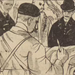 BD Le crime ne paie pas (France-Soir) sur l'affaire Cadiou. Case E4 montrant la deuxième autopsie. Texte de Paul Gordeaux, dessins de J.A. Carlotti