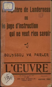 Couverture du journal L'Œuvre, édition de juin 1914, le mystère de Landerneau