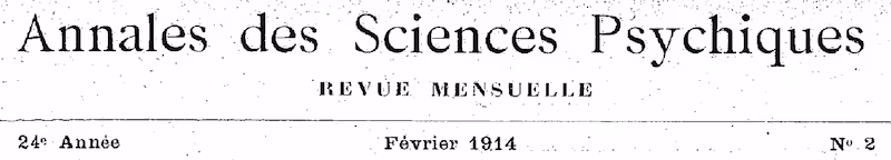 Manchette de la revue Annales des Sciences Psychiques, édition de février 1914