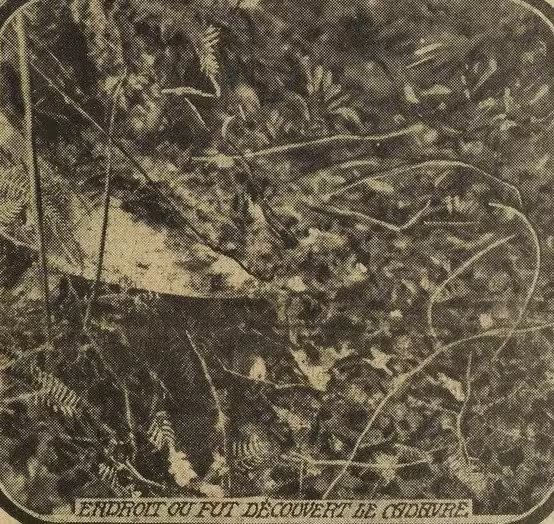 Endroit ou fut découvert le cadavre
7 février 1914 Photographie de presse, Excelsior (février 1914) : vue dans le bois de la Grande Palud, près de Landerneau, à l'endroit précis où fut découvert le corps de Louis Cadiou