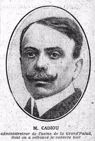 M. Cadiou administrateur de l'usine de la Grand'Palud, dont on a retrouvé le cadavre hier
5 février 1914 Photographie de presse, Le Matin (février 1914) : Portrait officiel de Louis Cadiou, directeur de l'usine de la Grande Palud et victime de l'affaire criminelle
